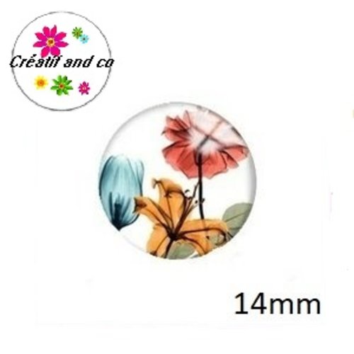 X2 cabochons fleuris 14mm