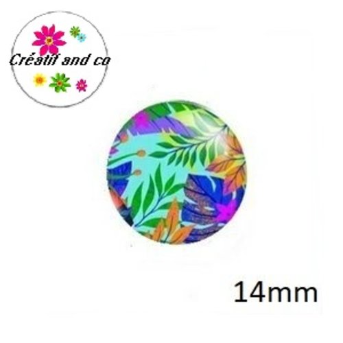 X2 cabochons feuilles 14mm