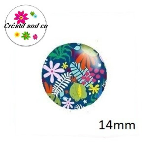 X2 cabochons feuilles et fleurs 14mm
