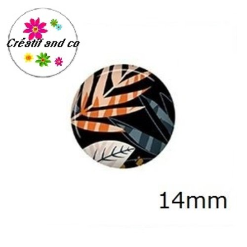 X2 cabochons feuille 14mm