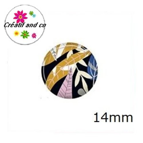 X2 cabochons feuille 14mm