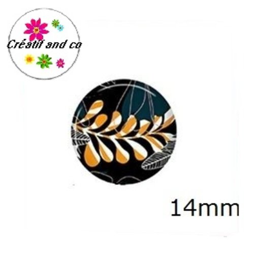 X2 cabochons feuille 14mm