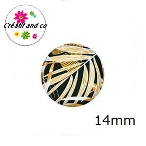 X2 cabochons feuille 14mm