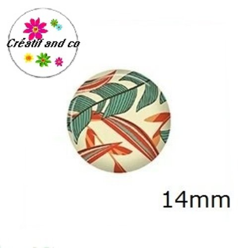 X2 cabochons feuille 14mm