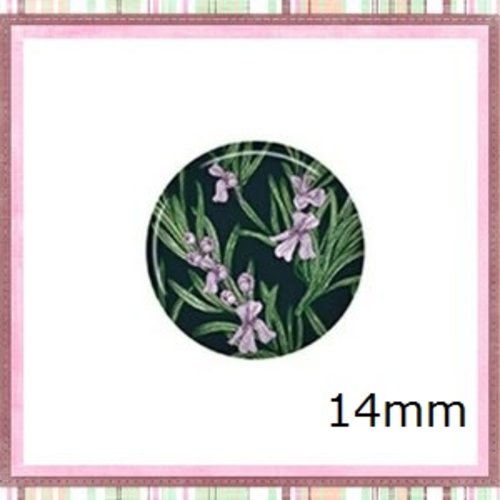 X2 cabochons feuille et fleur 14mm