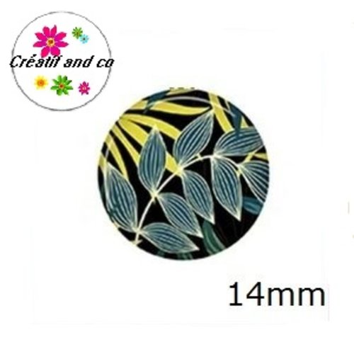 X2 cabochons feuille 14mm