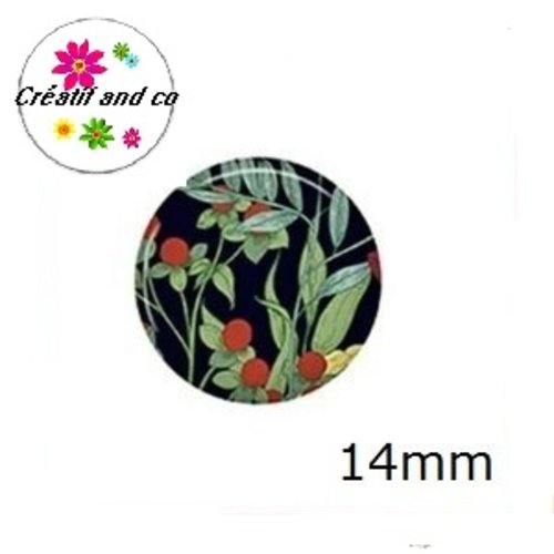 X2 cabochons feuille et fleur 14mm
