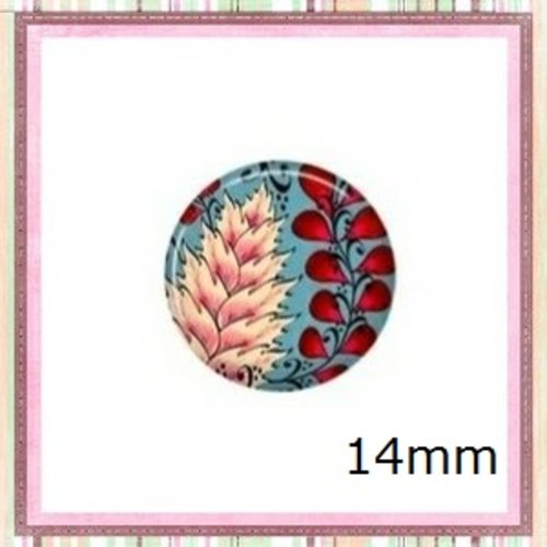 X2 cabochons feuille 14mm
