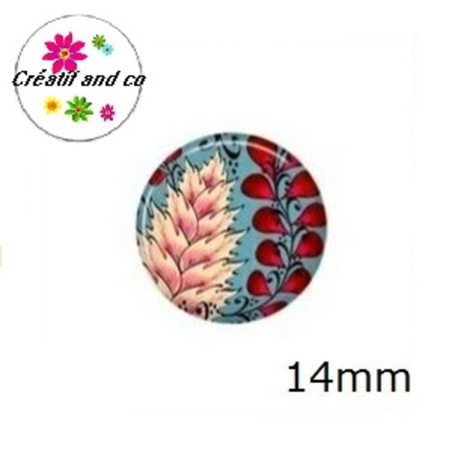 X2 cabochons feuille 14mm