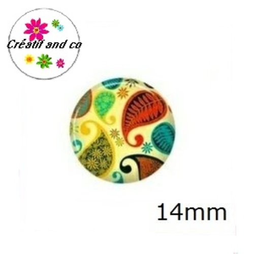 X2 cabochons à motif 14mm