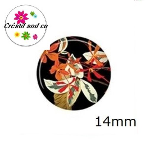 X2 cabochons feuille et fleur 14mm