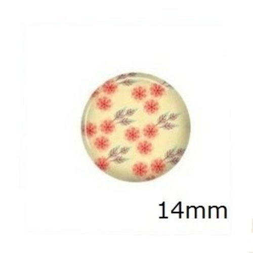 X2 cabochons feuille et fleur 14mm