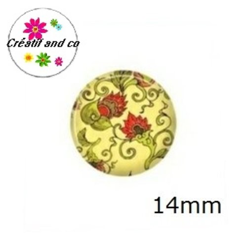 X2 cabochons feuille et fleur 14mm