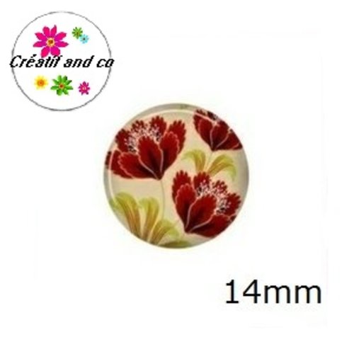 X2 cabochons fleurs 14mm