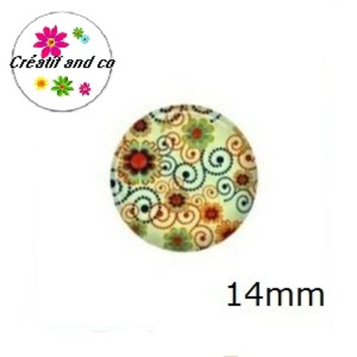 X2 cabochons à motif 14mm
