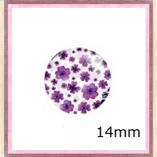 X2 cabochons fleuris 14mm