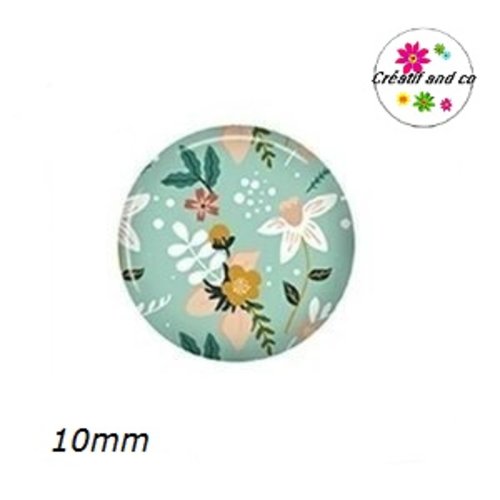 X2 cabochons fleuris 10mm