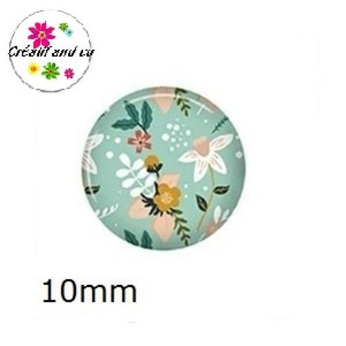 X2 cabochons fleuris 10mm