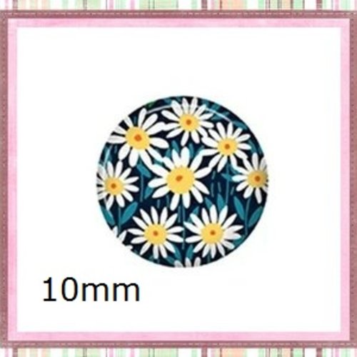 X2 cabochons fleuris 10mm