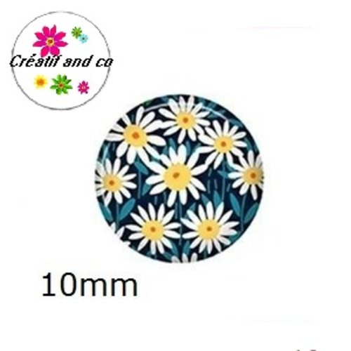 X2 cabochons fleuris 10mm