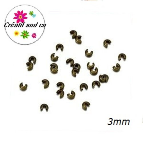 X20  caches perles à écraser bronze 3mm