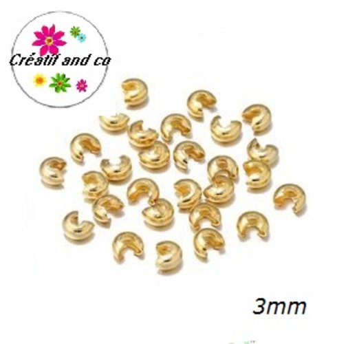 X20  caches perles à écraser dorés 3mm