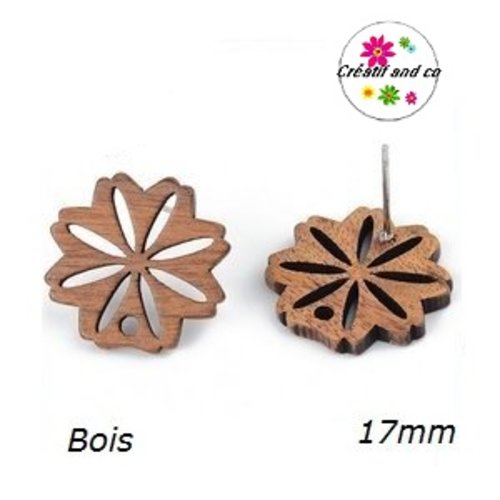 Puce oreille fleur bois 17mm