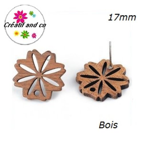 Puce oreille fleur bois 17mm