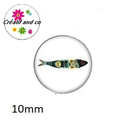X2 cabochons poisson 10mm