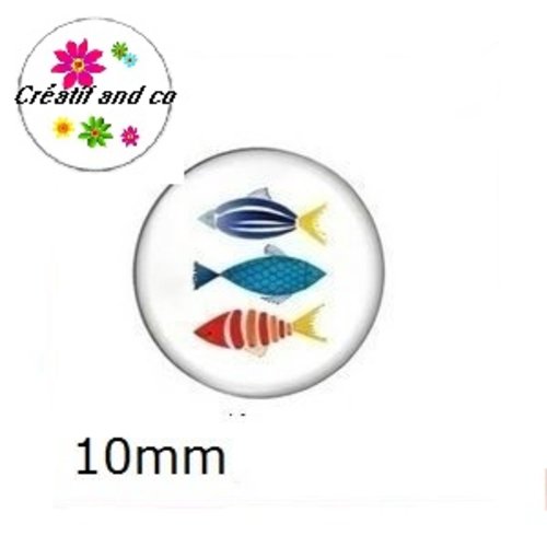 X2 cabochons trio de poissons 10mm