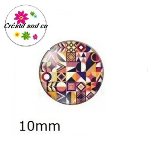 X2 cabochons à motif 10mm