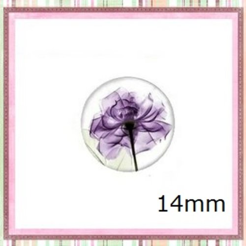 X2 cabochons fleur mauve 14mm