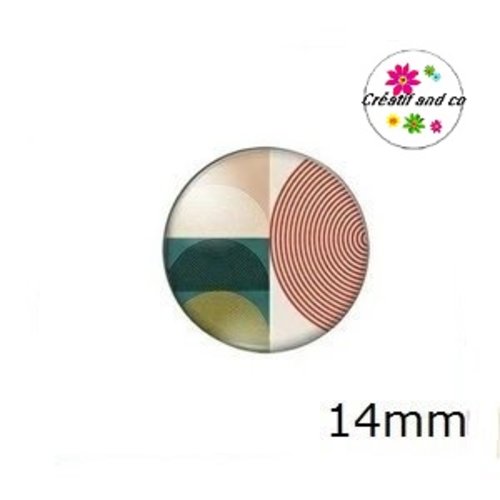 X2 cabochons à motif géométrique 14mm