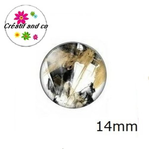 X2 cabochons à motif abstrait 14mm