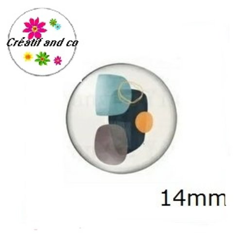 X2 cabochons à motif abstrait 14mm