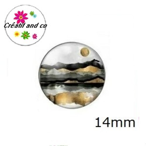 X2 cabochons à motif abstrait 14mm