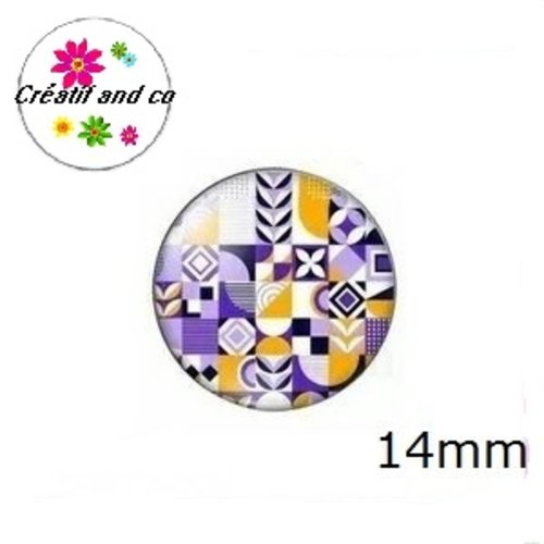 X2 cabochons à motif 14mm