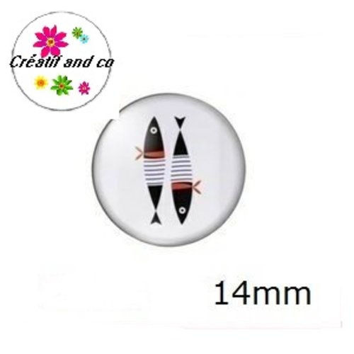 X2 cabochons duo de poissons 14mm