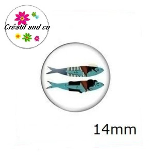 X2 cabochons duo de poissons 14mm