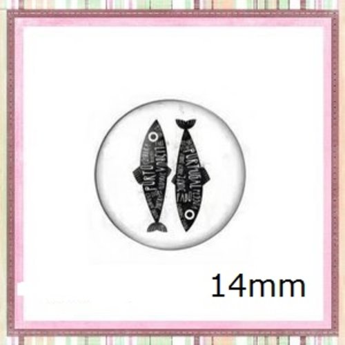 X2 cabochons duo de poissons 14mm