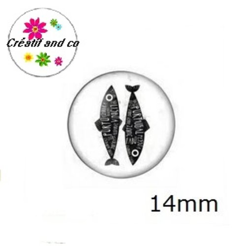 X2 cabochons duo de poissons 14mm