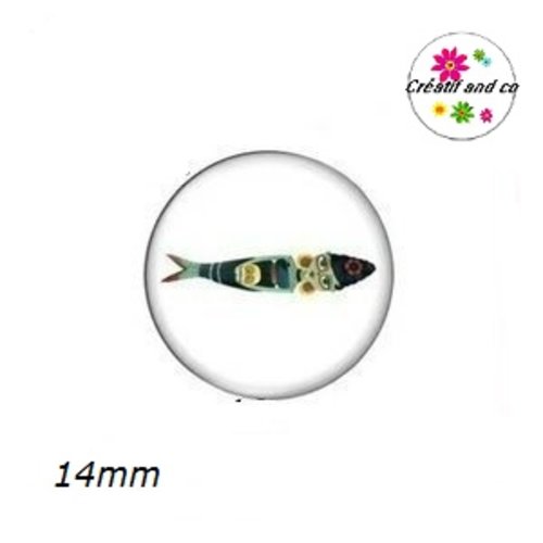 X2 cabochons poisson 14mm