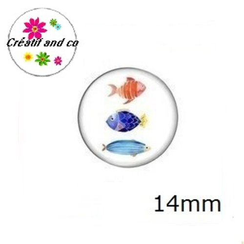 X2 cabochons trio de poissons 14mm
