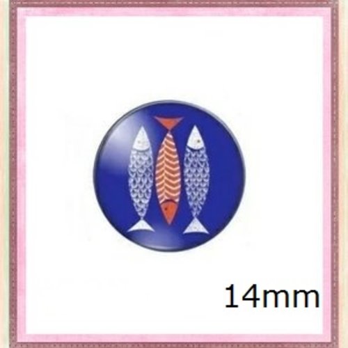 X2 cabochons trio de poissons 14mm