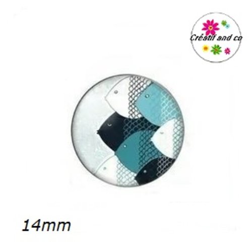 X2 cabochons ban de poissons 14mm