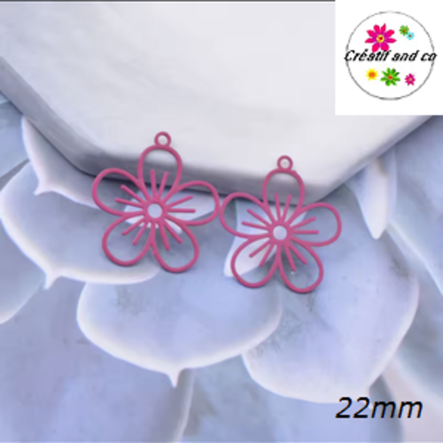 Breloque estampe fleur de prunier violine 22mm