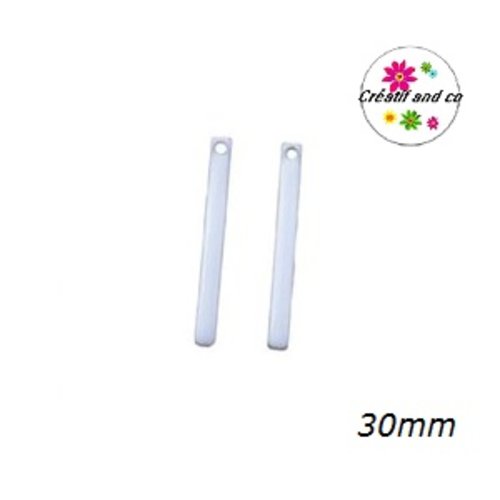 X2 tiges rectangulaires blanches émail 30mm