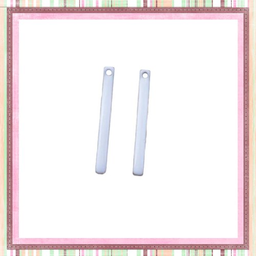 X2 tiges rectangulaires blanches émail 30mm