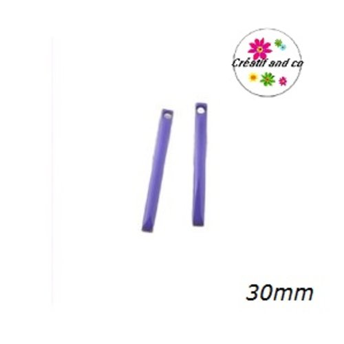 X2 tiges rectangulaires mauves émail 30mm