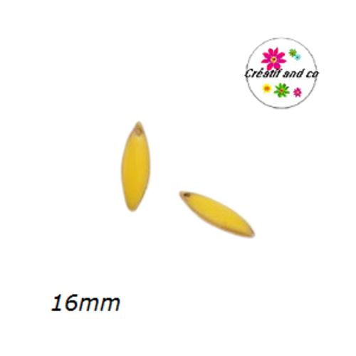 2 breloques ovales jaunes émail 16mm